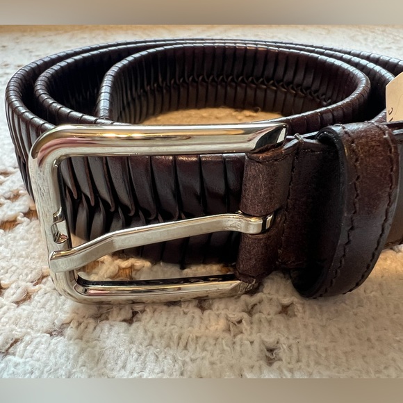 Rene holds Zegna Lamb Leather Braided Men’s Belt - Picture 5 of 8